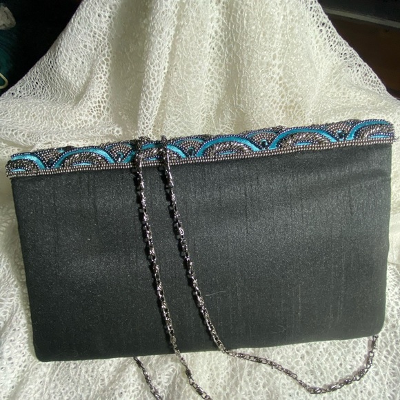 Cute little blue, silver and black clutch - Picture 5 of 5